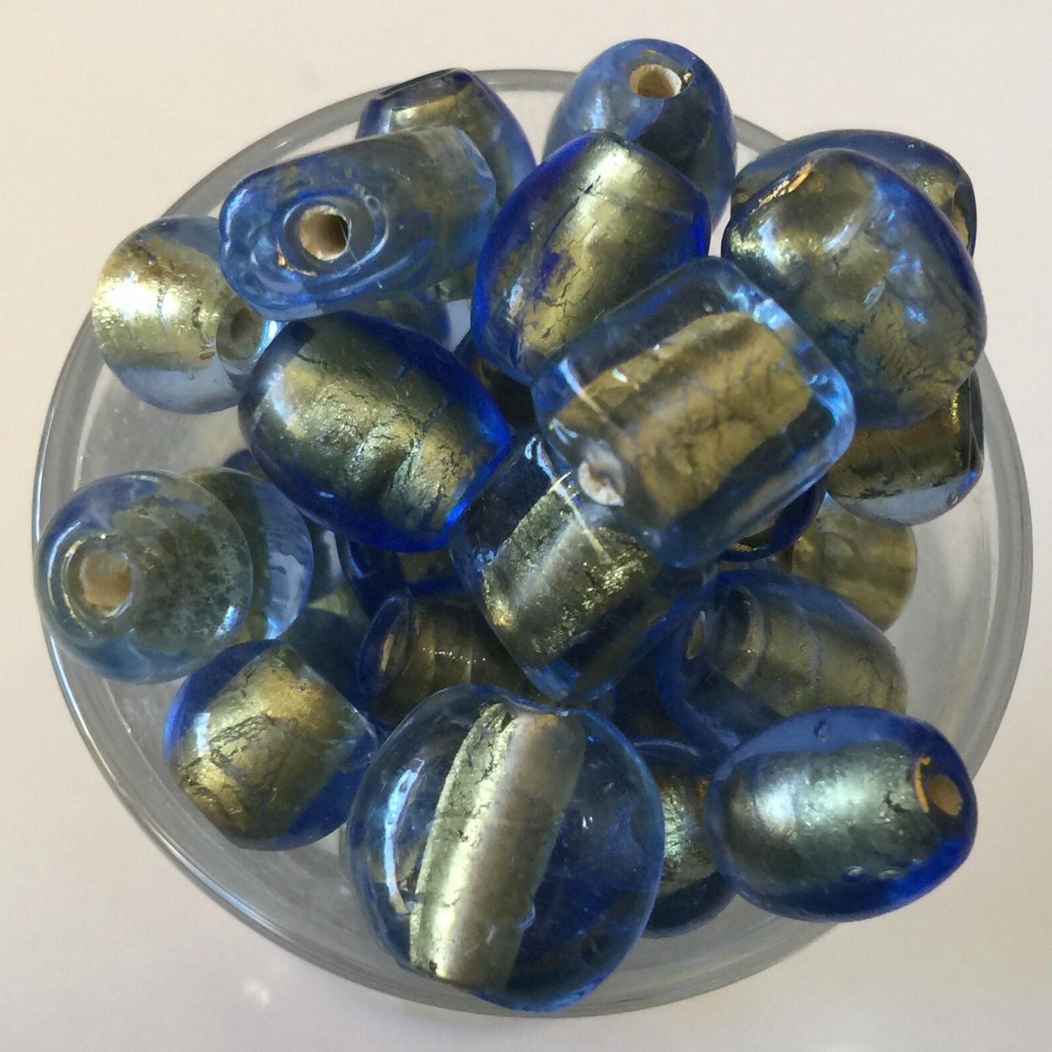 IG - 24K Gold Lined, Blue ~10mm