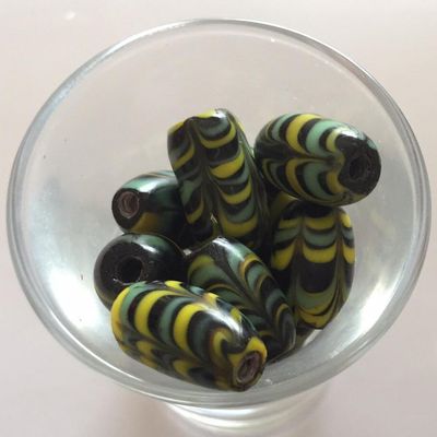 Javanese Feather Tube - Black, Green &amp; Yellow 15mm
