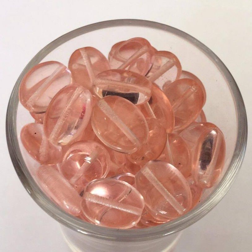 Czech Flat Oval - Peach 12mm