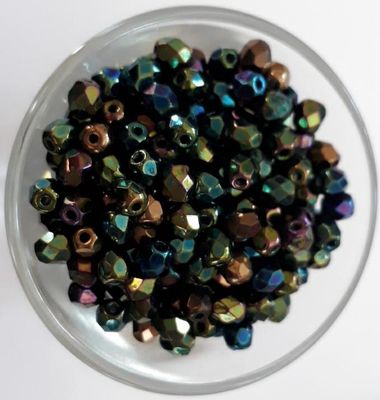 Czech Facet - Green Iris 4mm