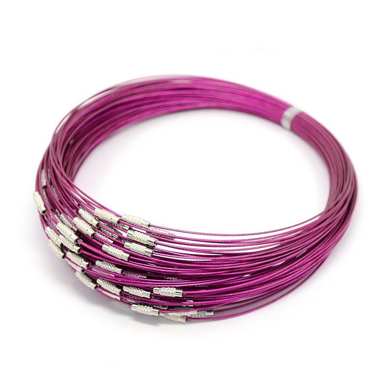 Steel Necklace Cord - Fuchsia 45cm