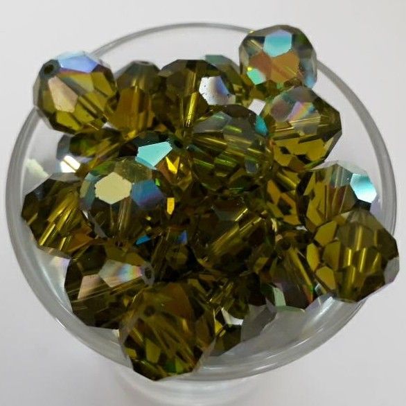 Swarovski Crystal Round - Olive AB 10mm