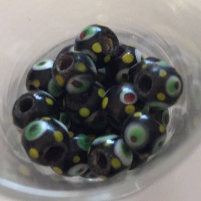 Javanese Round - Black Eye Bead 8mm