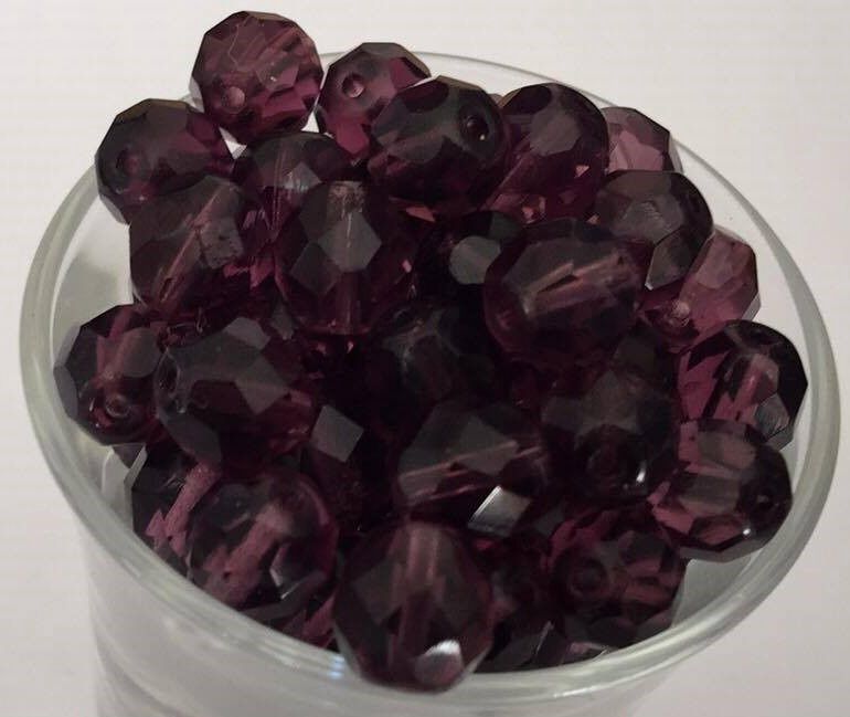 Czech Facet - Dark Purple 8mm