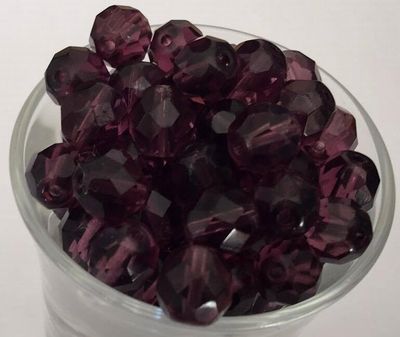 Czech Facet - Dark Purple 8mm