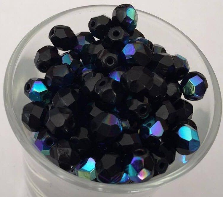 Czech Facet - Black AB 6mm