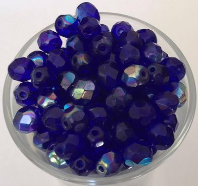Czech Facet - Royal Blue AB 6mm