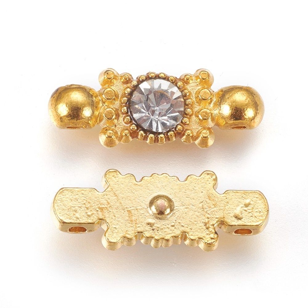 2 Strand Rhinestone Connector - Gold 20x8mm