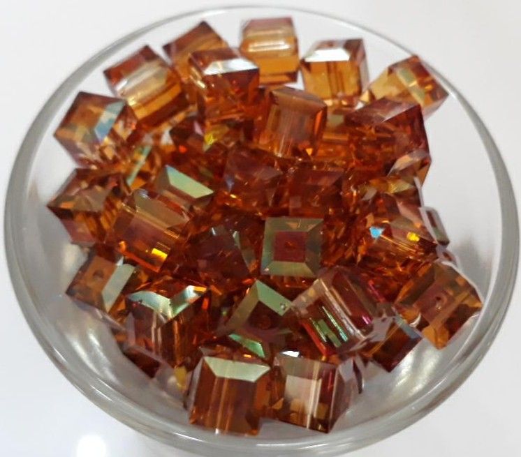 Swarovski Cube - Copper 6mm