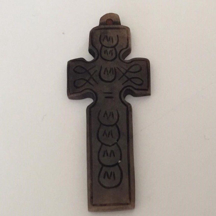 Dyed Bone Cross - Dark Brown 60mm
