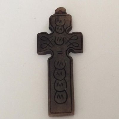 Dyed Bone Cross - Dark Brown 60mm