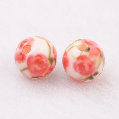 Flower Pattern Resin Bead - 10mm