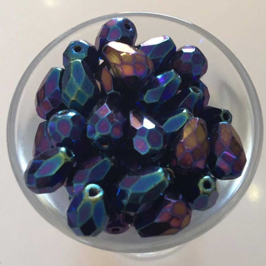 Czech Facet Drop - Blue Iris 10x7mm