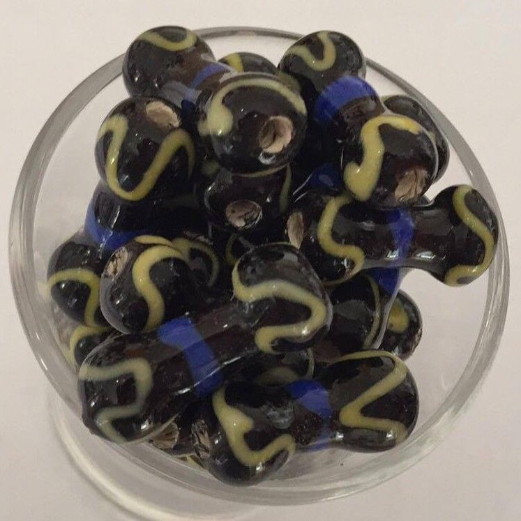 Javanese Bone - Black With Blue 20mm