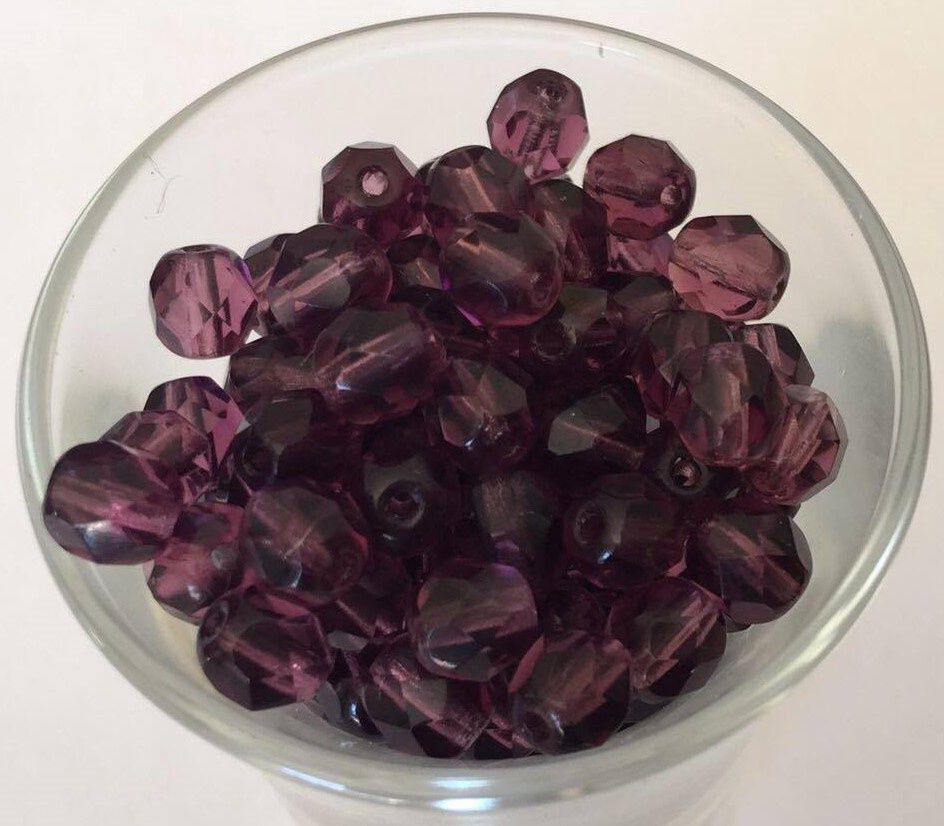 Czech Facet - Dark Purple 6mm