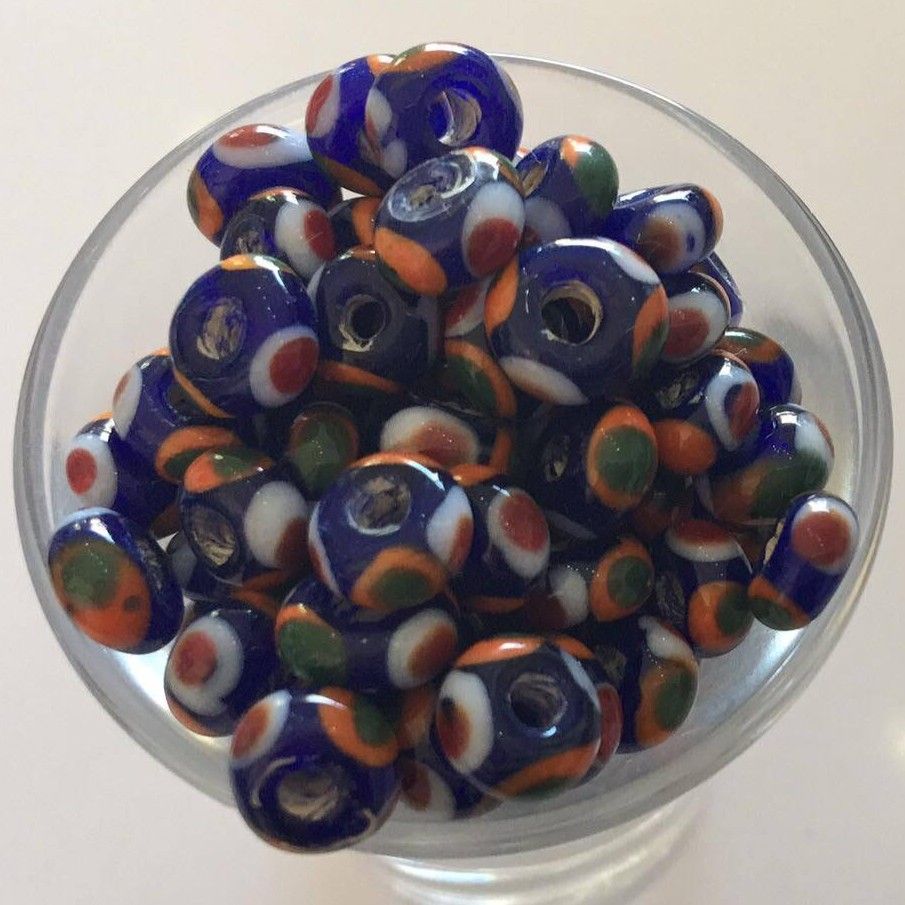 Javanese Disc - Blue &amp; Orange Spot 6mm