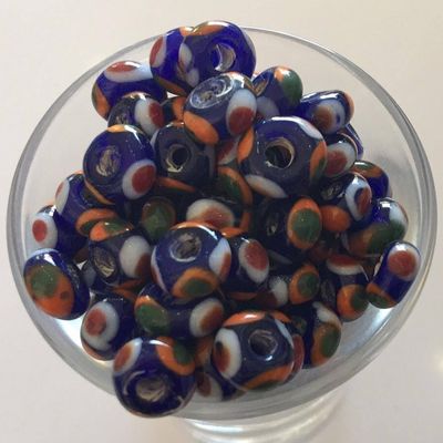 Javanese Disc - Blue &amp; Orange Spot 6mm