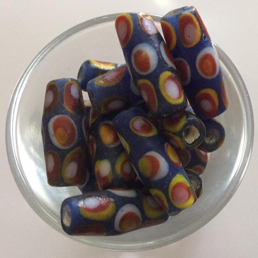 Javanese Tube - Blue, Red Spot 20mm