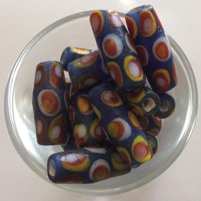 Javanese Tube - Blue, Red Spot 20mm