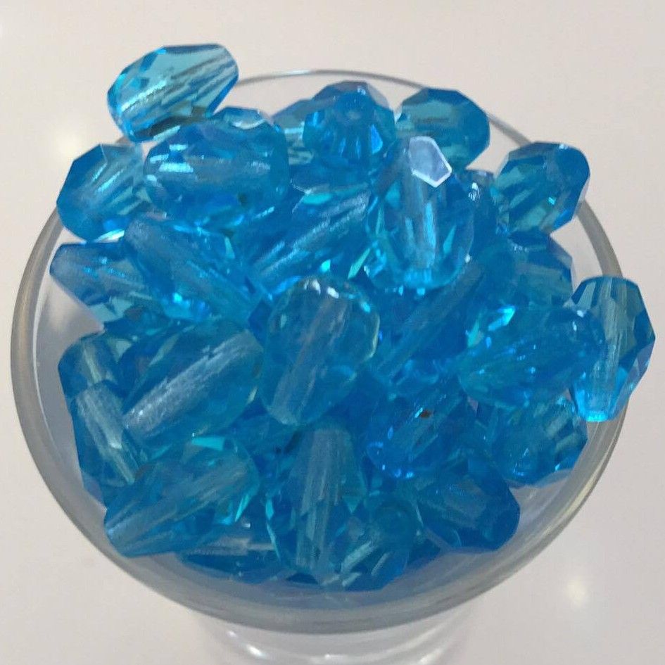 Czech Facet Drop - Aqua 10x7mm