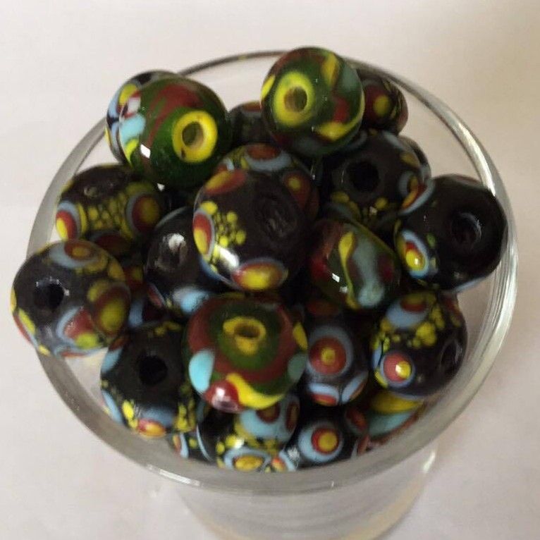 Javanese Disc - Black Multi Spot 10x5mm