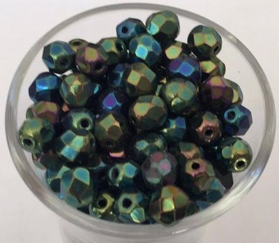 Czech Facet - Green Iris 6mm