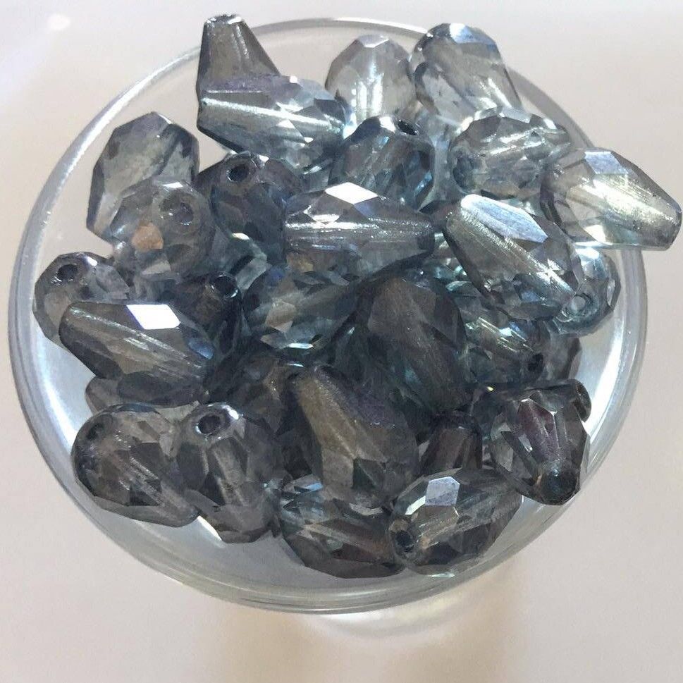 Czech Facet Drop - Blue Lustre 10x7mm