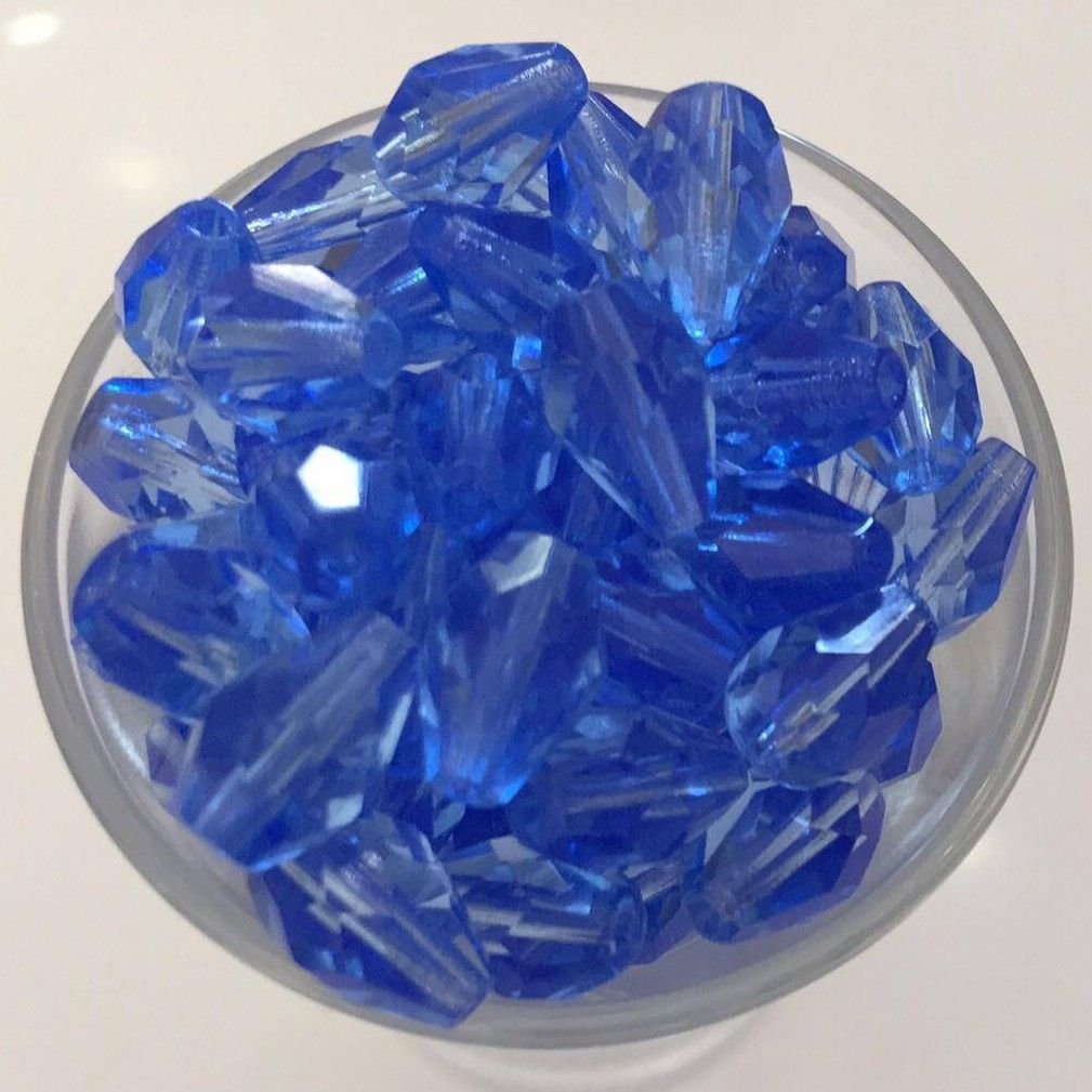 Czech Facet Drop - Light Sapphire 10x7mm