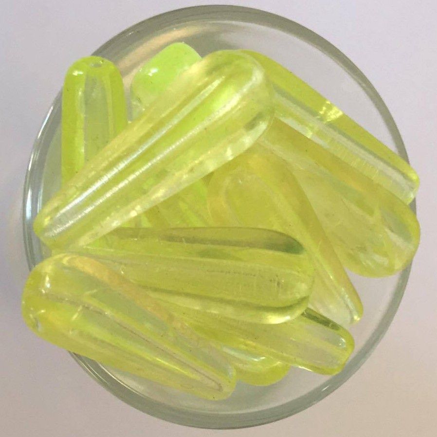 Antique Afghanistan Glass Drop - Pale Yellow