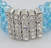 Rhinestone Spacer Bar - Silver (3 hole)