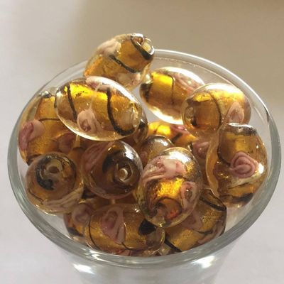 Chinese Foil Rose Oval - Ginger 15x11mm