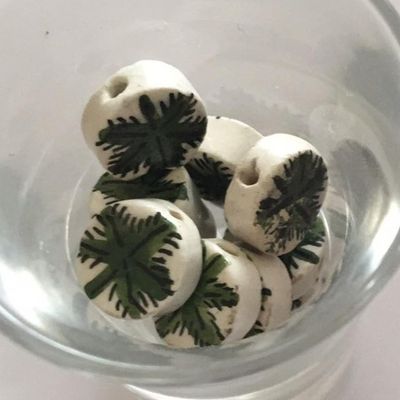 Peruvian Ceramic Disc  - Green Leaf 12mm