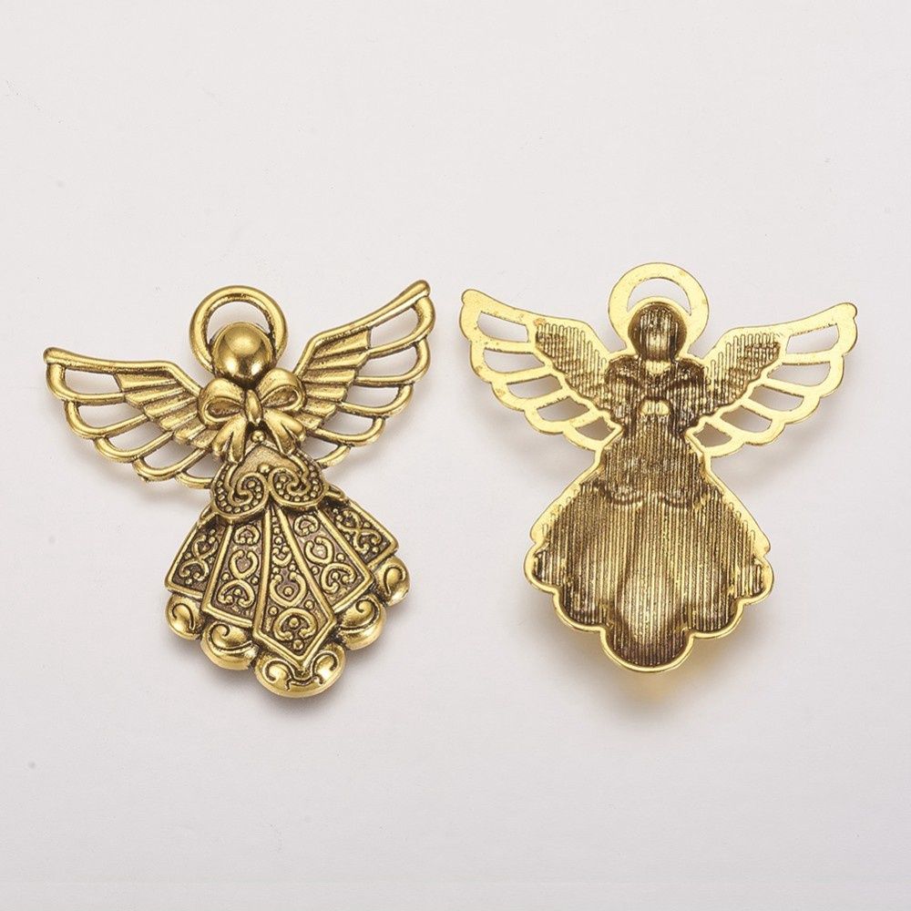Tibetan Style Angel Charm - Gold 42.5x40mm
