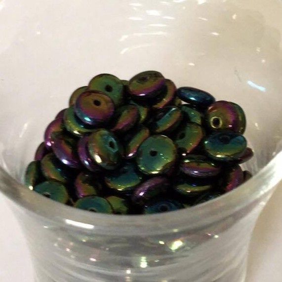 Czech Disc - Green Iris  6mm