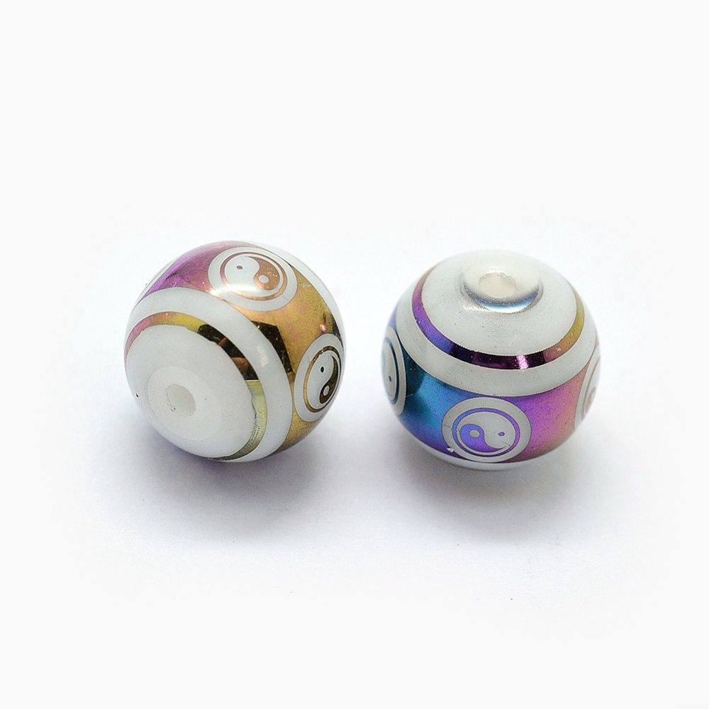 Yin Yang Electroplated Round - 10mm