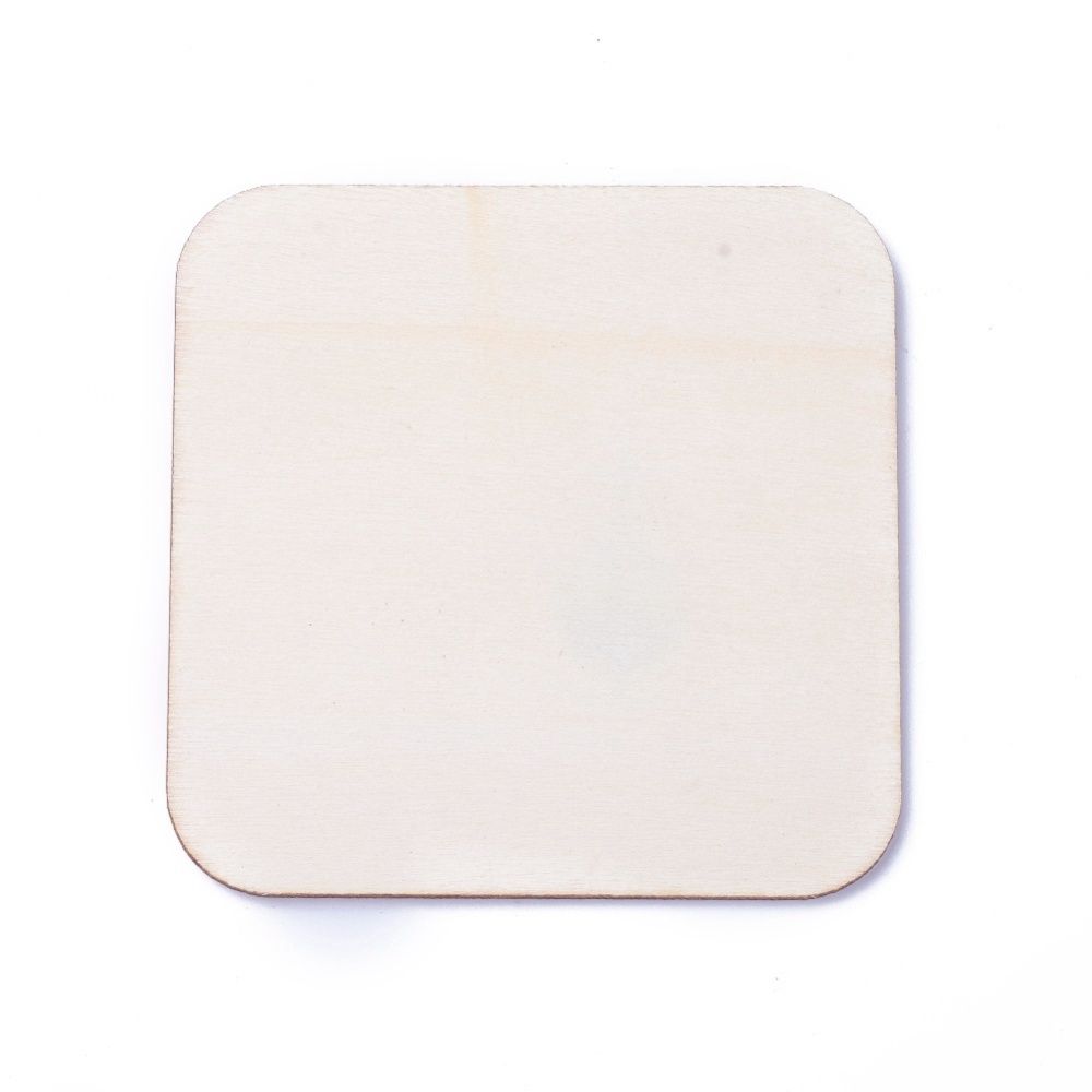 Pale Wood Square - 10mm (No Hole)