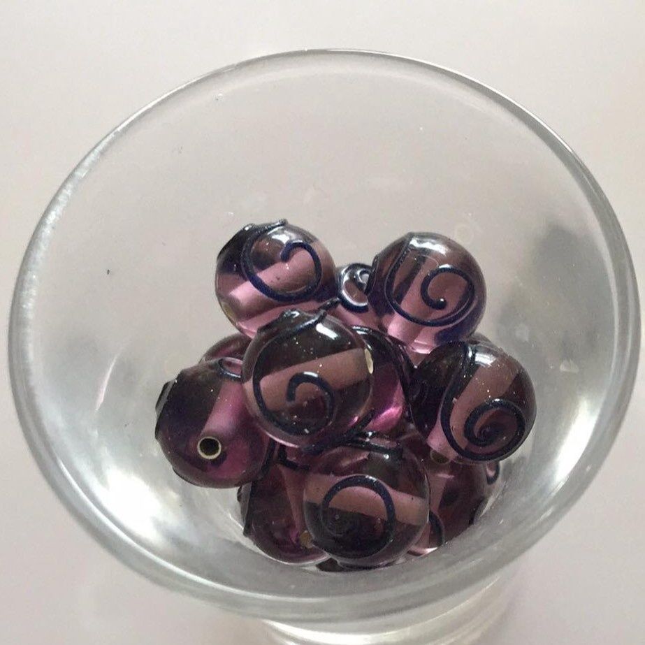 Czech Spiral - Purple &amp; Navy 10mm