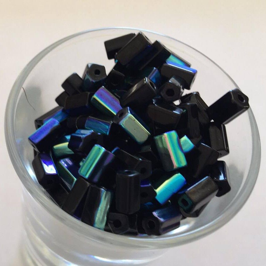 Czech Hex - Black AB 6x4mm