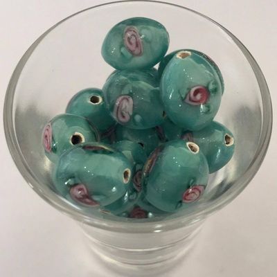 Czech Rose Oval - Seafoam 15mm