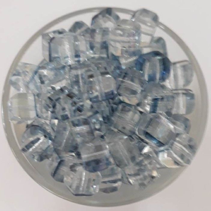 Chinese Faceted Cube - Silver Blue 6mm