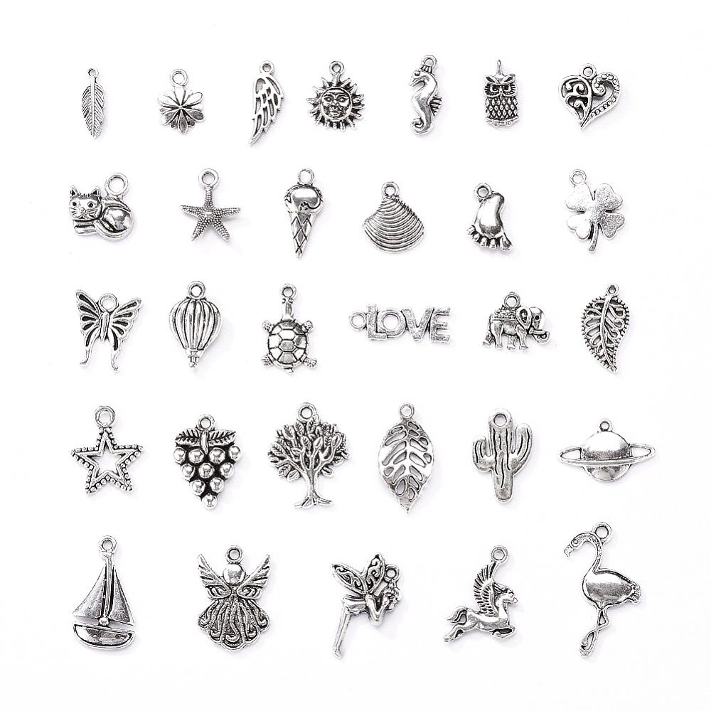 Tibetan Style Charm Mix - Silver 23mm