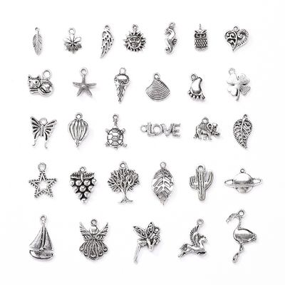 Tibetan Style Charm Mix - Silver 23mm