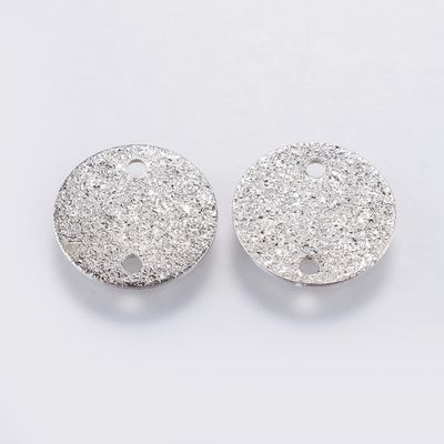 Link Connector Disc - Textured Round Silver 10mm