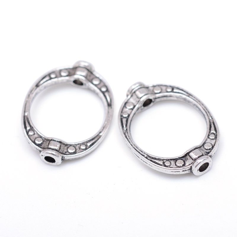 Tibetan Style Donut Bead Frame - Silver 19x14.5mm