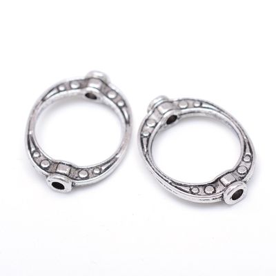 Tibetan Style Donut Bead Frame - Silver 19x14.5mm