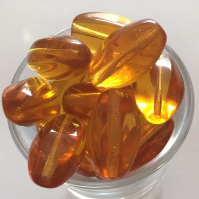 Czech Ridged Oval - Amber 20x11mm