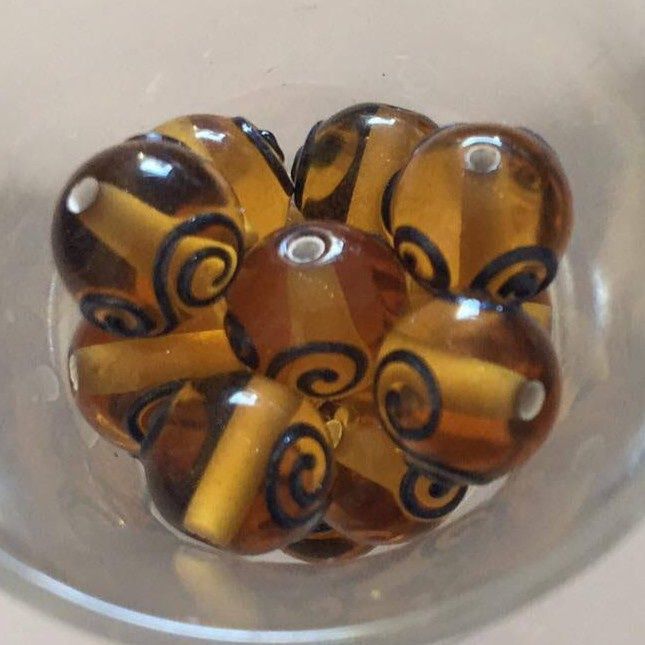 Czech Spiral - Gold &amp; Topaz 10mm