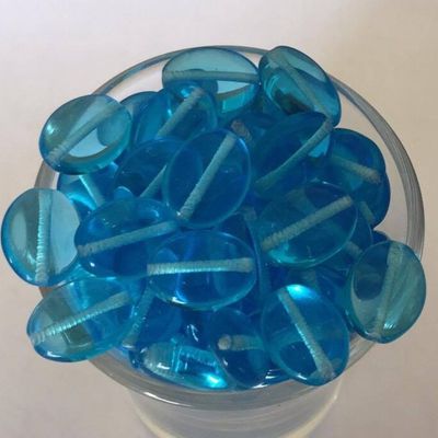 Czech Flat Oval - Aqua 12mm