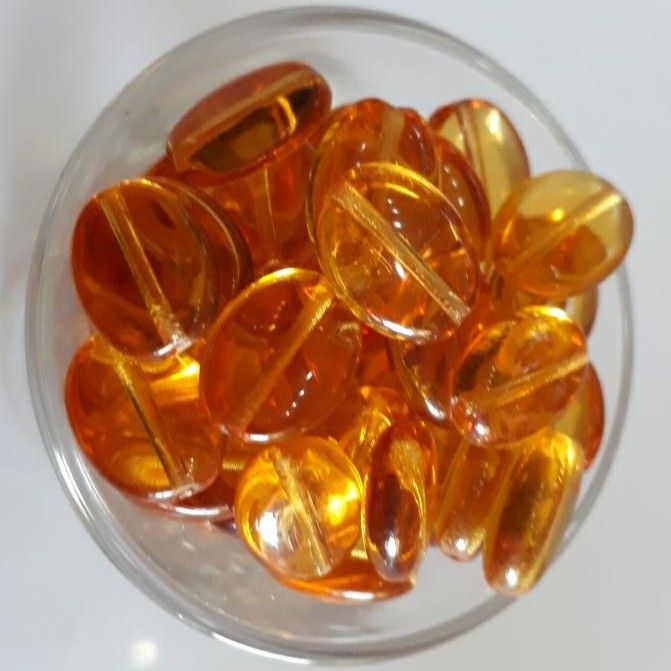Czech Flat Oval - Amber 12mm