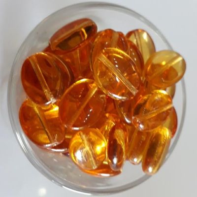 Czech Flat Oval - Amber 12mm